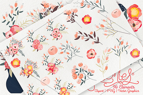 Peonies 015 - Clipart, PNG & Vector in Illustrations - product preview 3