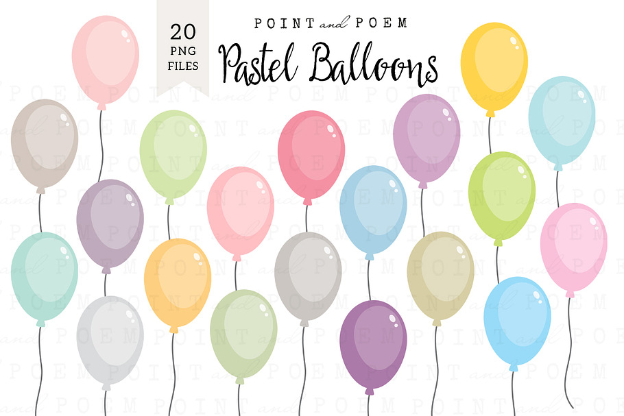 Pastel Balloons Clip Art