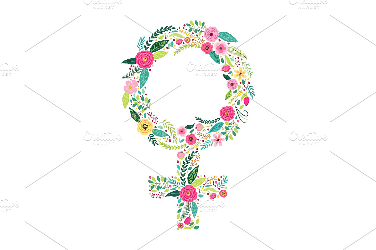 Beautiful floral feminine symbol of in Illustrations - product preview 8