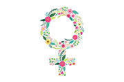 Beautiful floral feminine symbol of