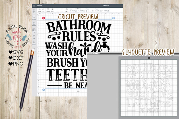 Bathroom Rules Cut File in Illustrations - product preview 1