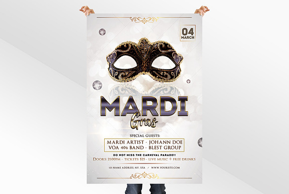 Mardi Gras Elegant PSD Flyer in Flyer Templates - product preview 1