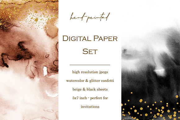 12 Watercolor & Gold confetti papers in Textures - product preview 1