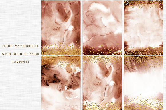 12 Watercolor & Gold confetti papers in Textures - product preview 3