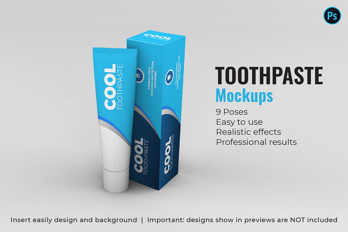Toothpaste Mockups - 9 Poses in Product Mockups - product preview 8
