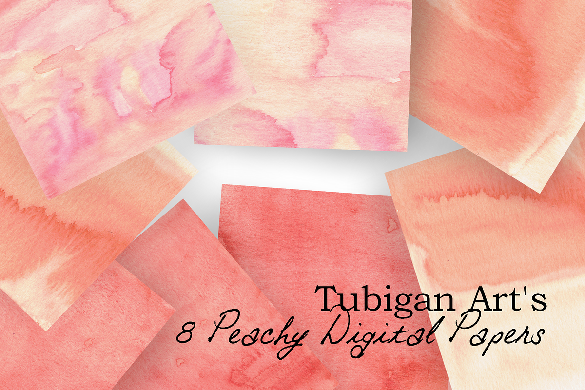 8 Peachy Watercolor Textures in Textures - product preview 8