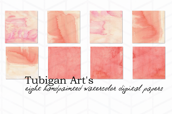 8 Peachy Watercolor Textures in Textures - product preview 1