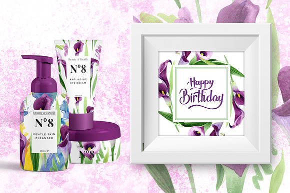 Purple callas Watercolor png in Illustrations - product preview 1