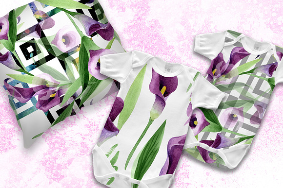 Purple callas Watercolor png in Illustrations - product preview 6