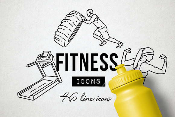 46 Fitness Icons - Exercise, Sports in Sports Icons - product preview 9