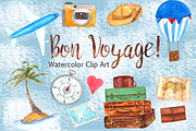 Bon Voyage - Watercolor Clip Art Set