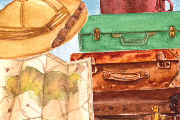 Bon Voyage - Watercolor Clip Art Set in Illustrations - product preview 2