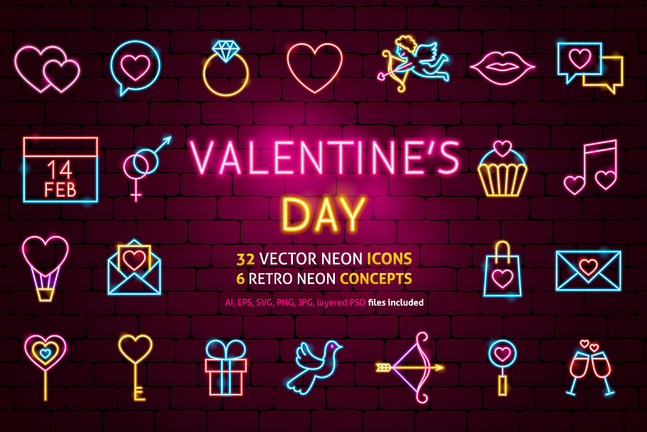 Valentine's Day Neon in Illustrations - product preview 8