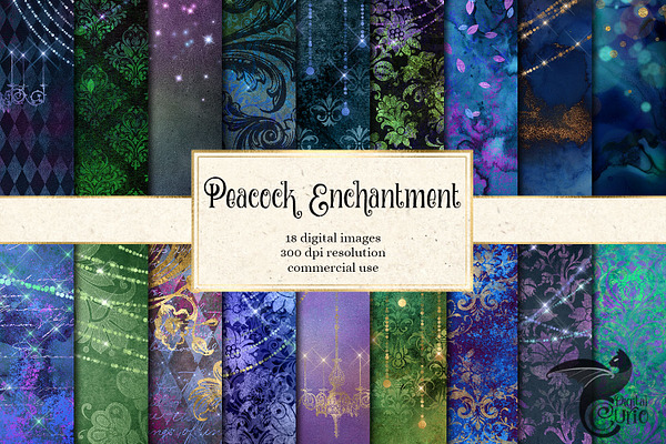 Peacock Enchantment Digital Paper