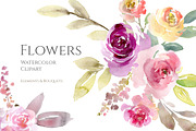 Watercolor Flowers, Bouquets PNG
