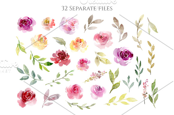 Watercolor Flowers, Bouquets PNG in Illustrations - product preview 1