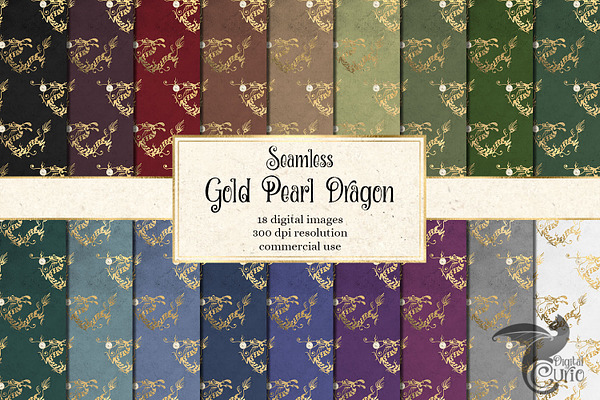 Gold Pearl Dragon Digital Paper