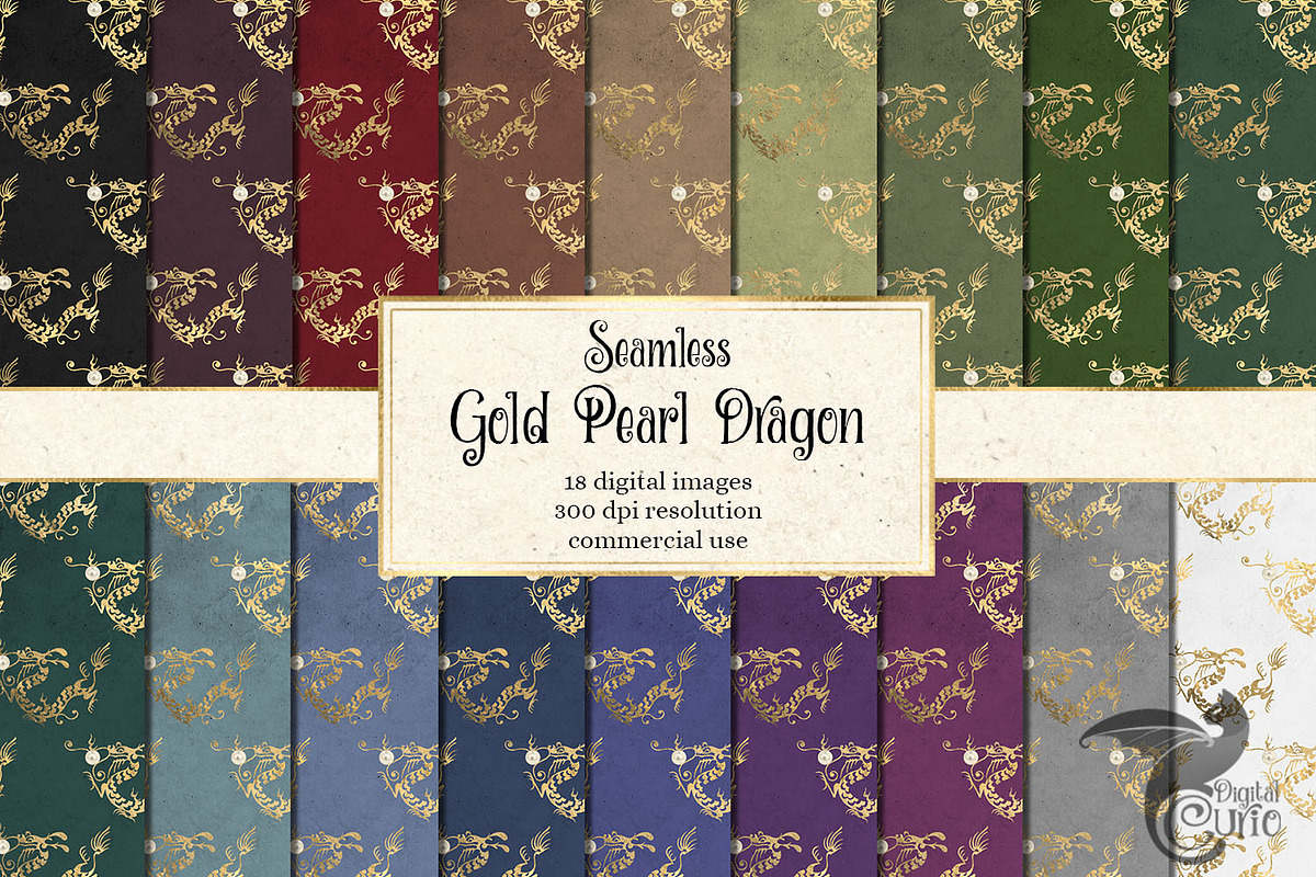 Gold Pearl Dragon Digital Paper in Patterns - product preview 8