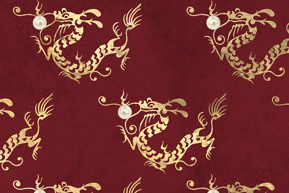 Gold Pearl Dragon Digital Paper in Patterns - product preview 1