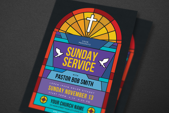 Sunday Service Church Event Flyer in Flyer Templates - product preview 2
