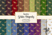 Golden Dragonfly Digital Paper