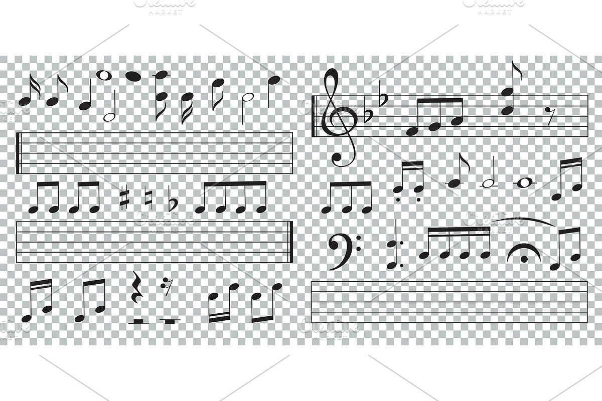 Music notes and keys on transparent in Illustrations - product preview 8