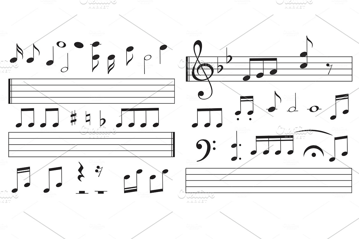 Music notes and keys on white in Illustrations - product preview 8