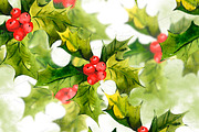 Holly Watercolor Seamless Patterns