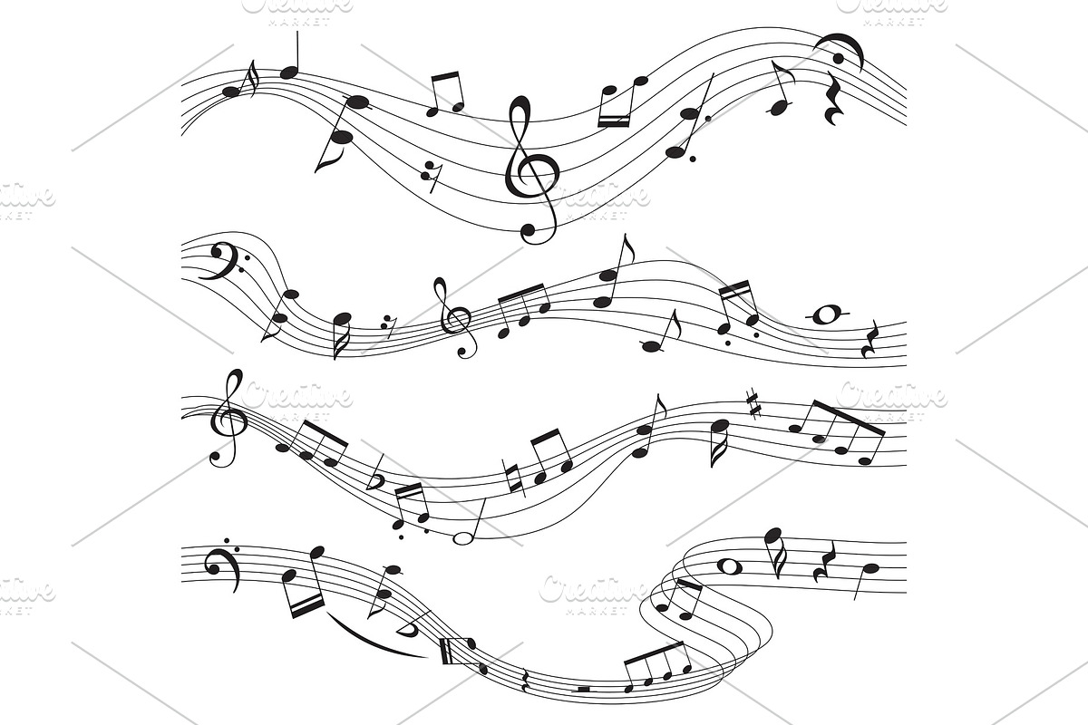 Music notes, musical design element in Illustrations - product preview 8