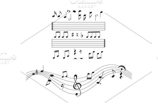 Music notes, musical design element