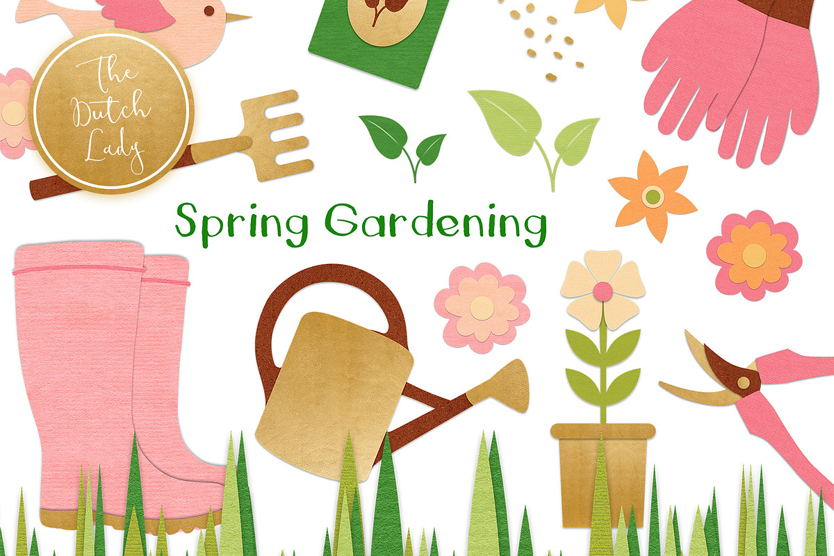 Spring Gardening Tools Clipart Set in Illustrations - product preview 8