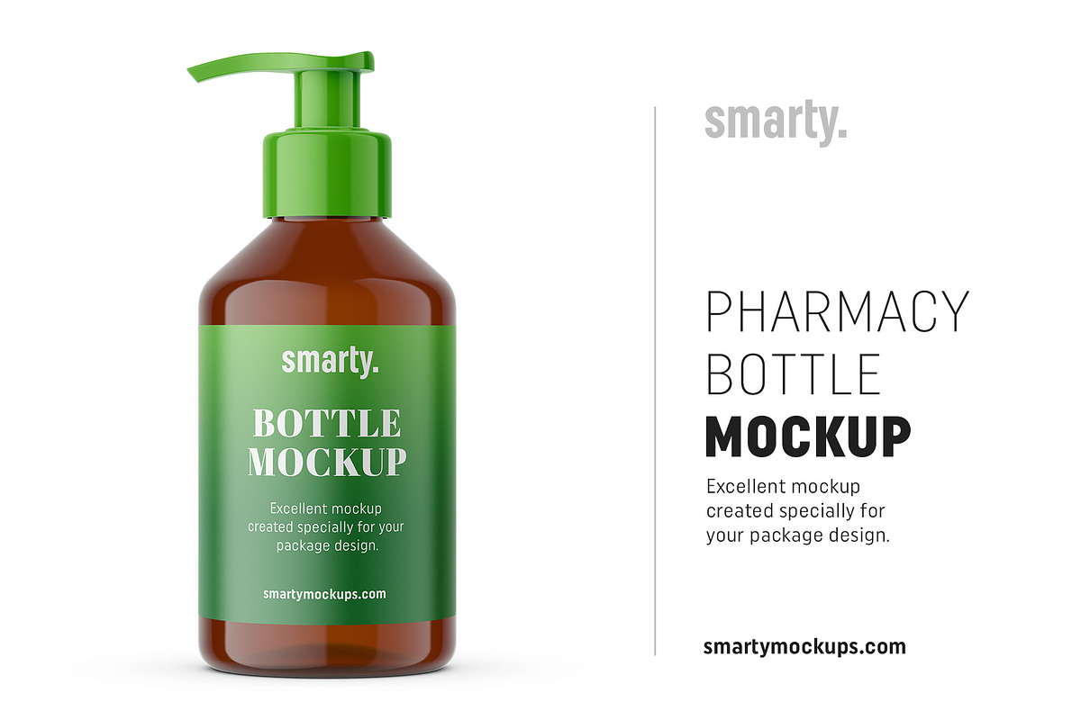 Pharmacy pump bottle mockup / amber in Product Mockups - product preview 8