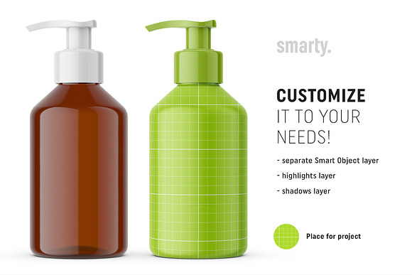 Pharmacy pump bottle mockup / amber in Product Mockups - product preview 1