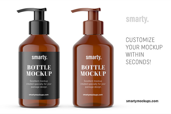 Pharmacy pump bottle mockup / amber in Product Mockups - product preview 2
