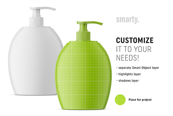 Shampoo bottle with pump mockup in Product Mockups - product preview 1