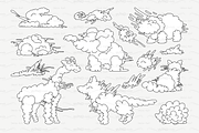 vector outline animal shaped cloud
