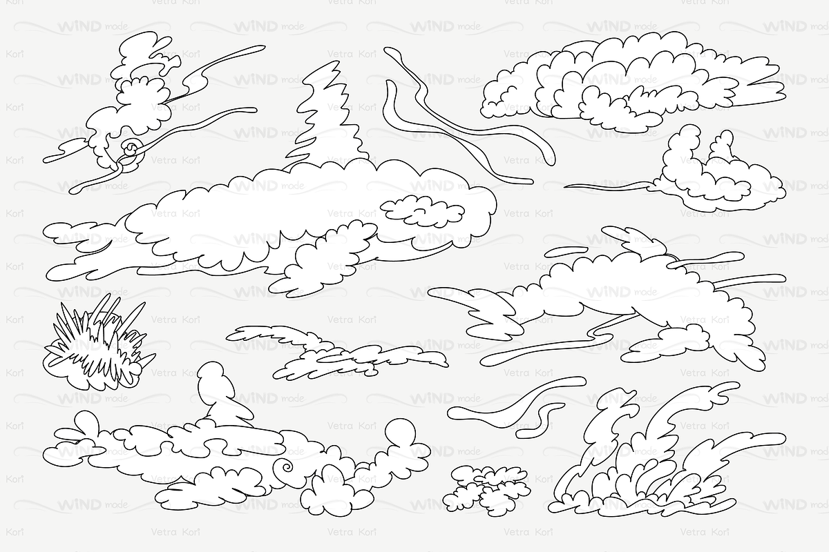 vector outline animal shaped cloud in Patterns - product preview 8