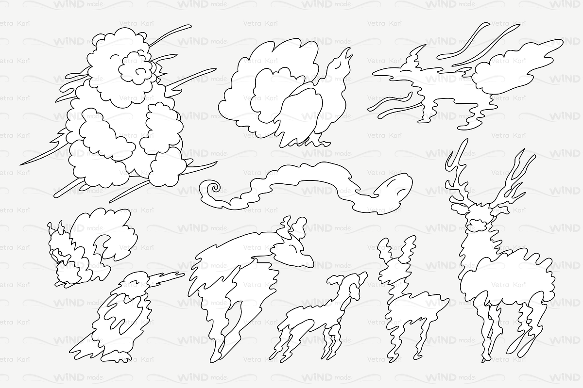 vector outline animal shaped cloud in Patterns - product preview 8