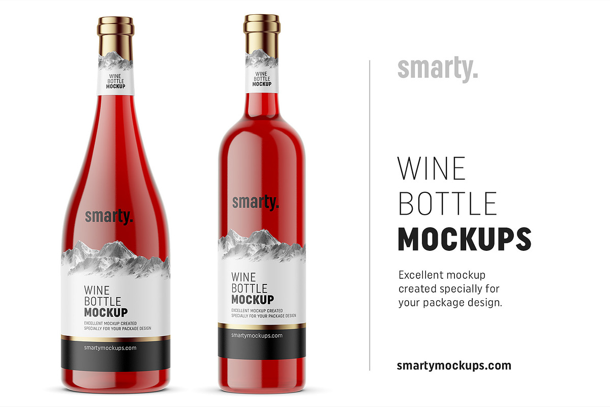 Red wine bottle mockups in Product Mockups - product preview 8