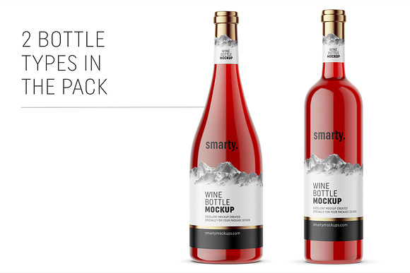 Red wine bottle mockups in Product Mockups - product preview 4