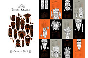 Tribal masks, calendar 2019 design