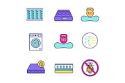 Mattress color icons set