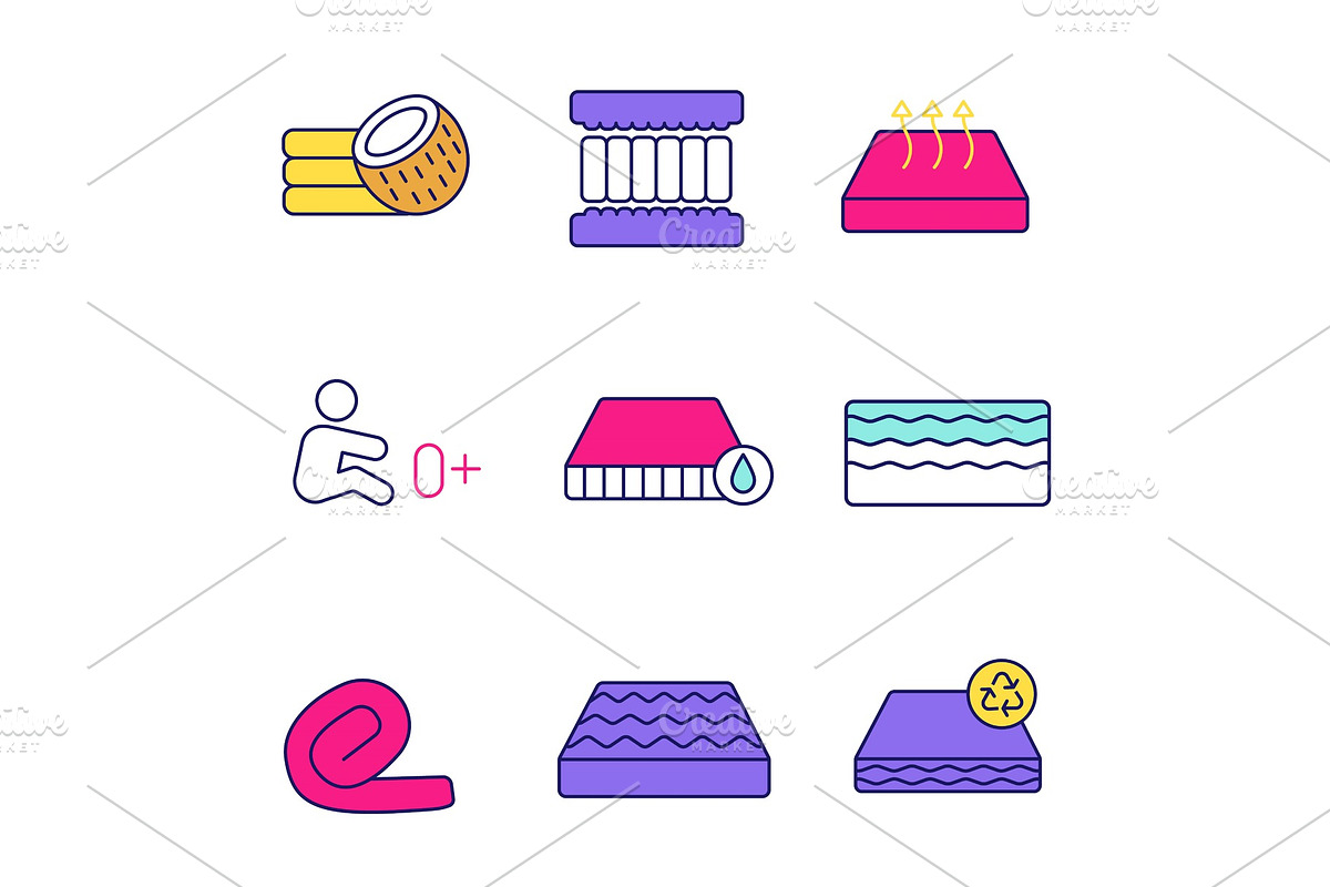 Mattress color icons set in Icons - product preview 8