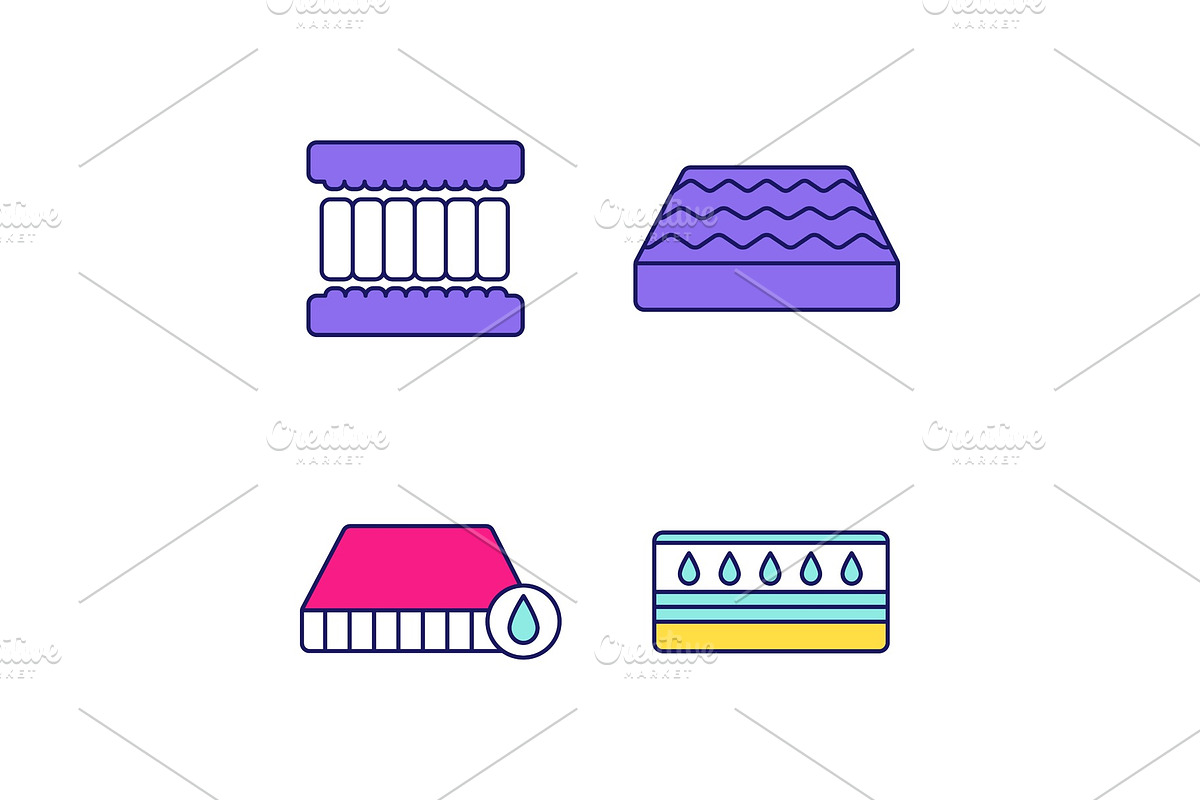 Orthopedic mattress color icons set in Icons - product preview 8