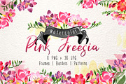 Pink Freesia Watercolor png 