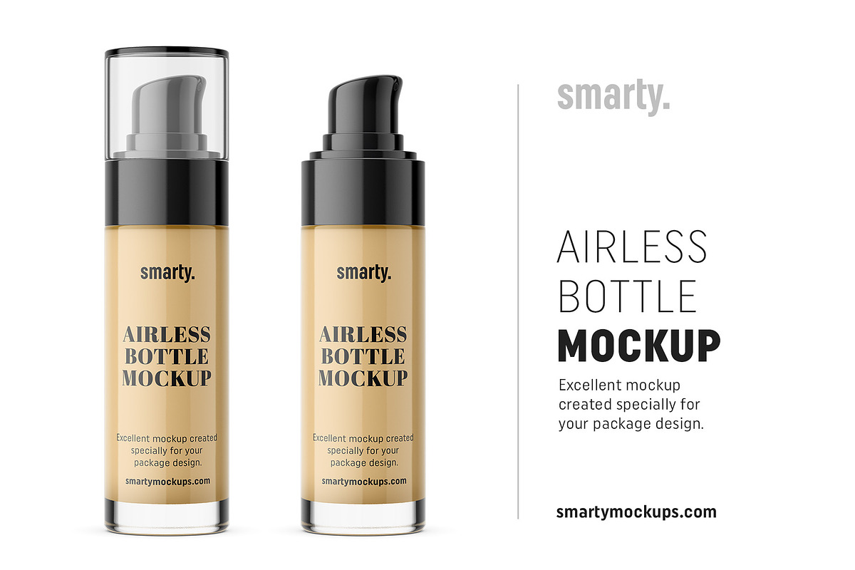 Short glass airless bottle mockup in Product Mockups - product preview 8