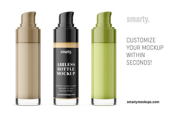 Short glass airless bottle mockup in Product Mockups - product preview 2