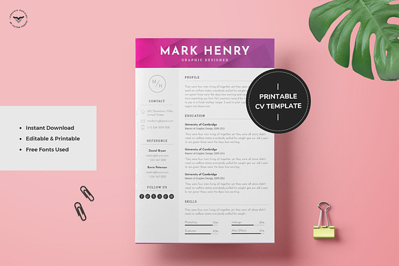 Graphic Designer CV Template in Resume Templates - product preview 5