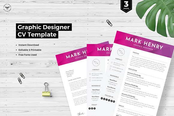 Graphic Designer CV Template in Resume Templates - product preview 8