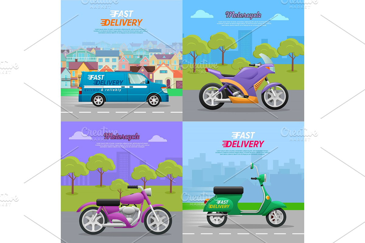 Set of Vehicle Icons. Fast Delivery in Illustrations - product preview 8